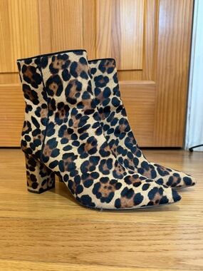 Leopard Print Ankle Boots - Women's Fashion Booties